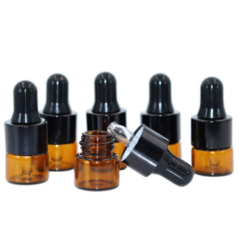 Furnido 120 Pack,1ml Amber Glass Dropper Bottle,Small Glass Sample Dropper Vial For Essential Oils With Pure Glass Eye Dropper&Aluminum caps,Aromatherapy Perfume Container Liquid Bottles-Pipette&Funnel free - Image 4